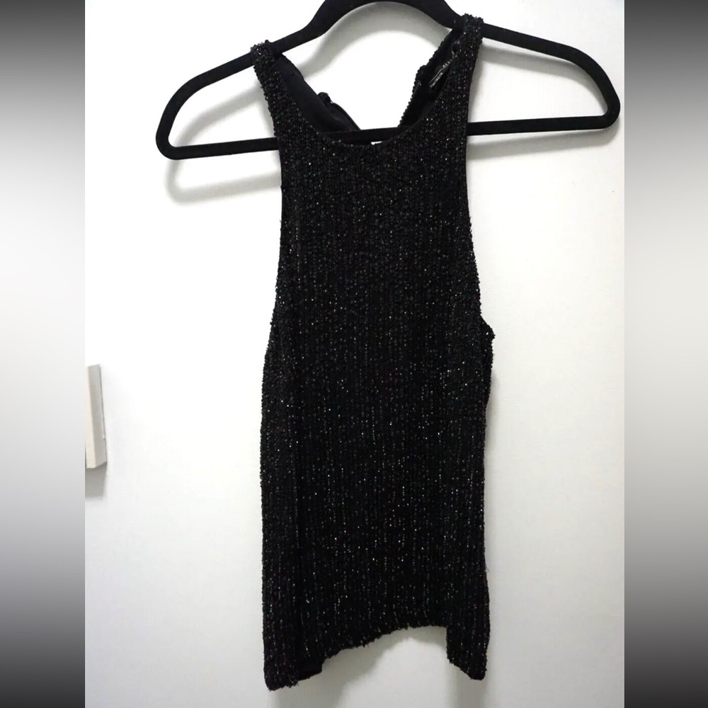All Saints Women Hand Embellished Beaded Black Tank Top US 6 - Picture 8 of 10